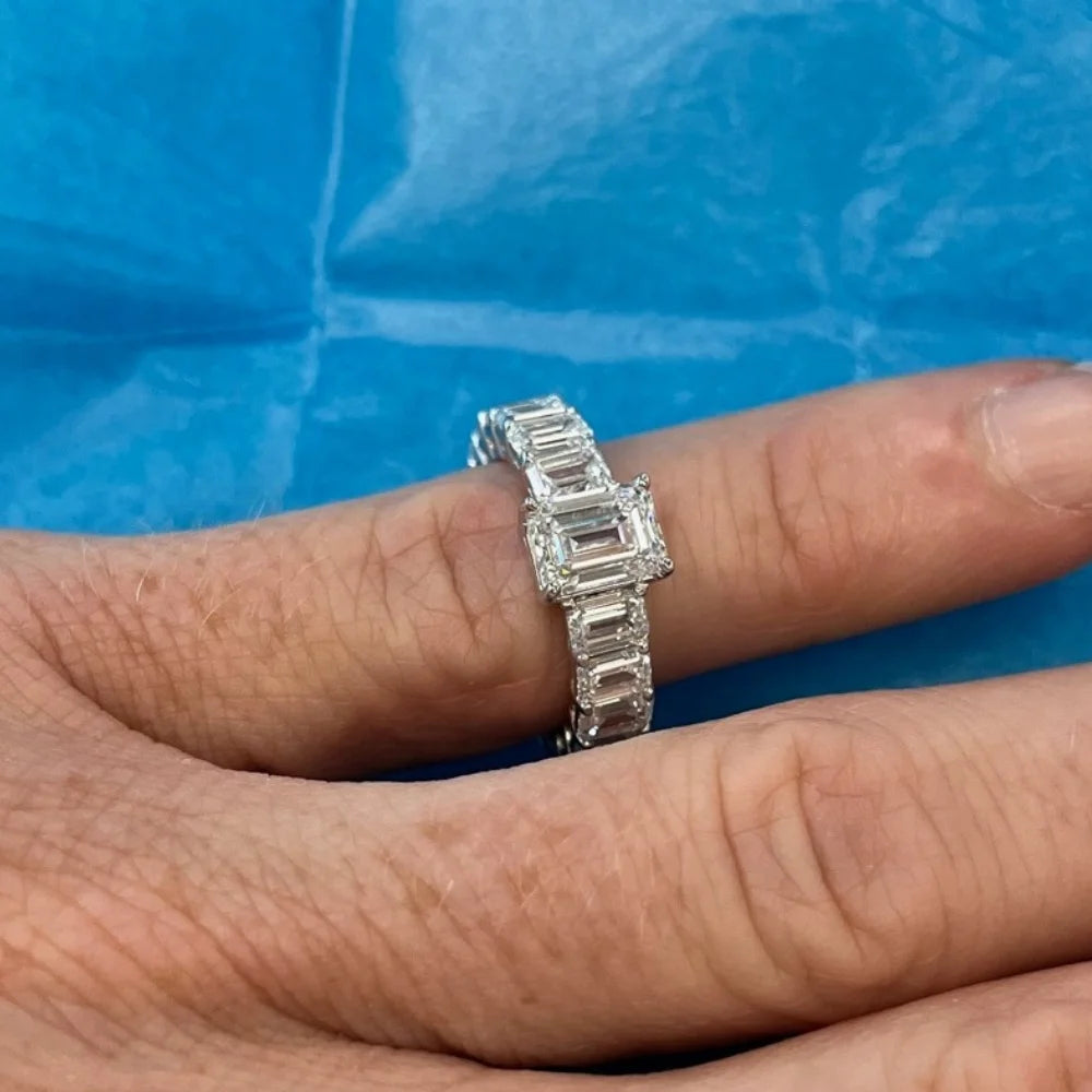 Emerald Cut Diamond Engagement Ring 14k Gold Lab Grown T4576