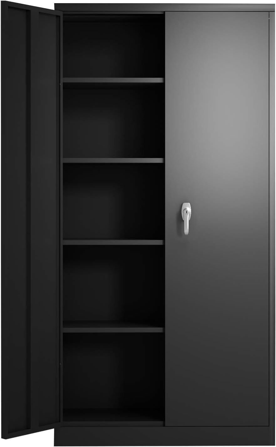 Large Space Steel Storage Cabinet with 4 Adjustable Shelves and Lock 2 Doors X476
