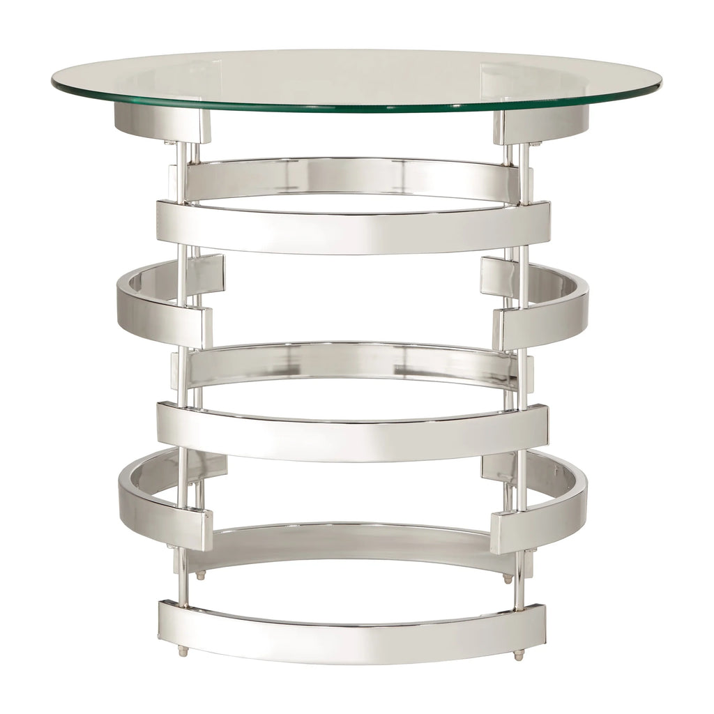 Chrome Glass and Metal Round End Table H911127