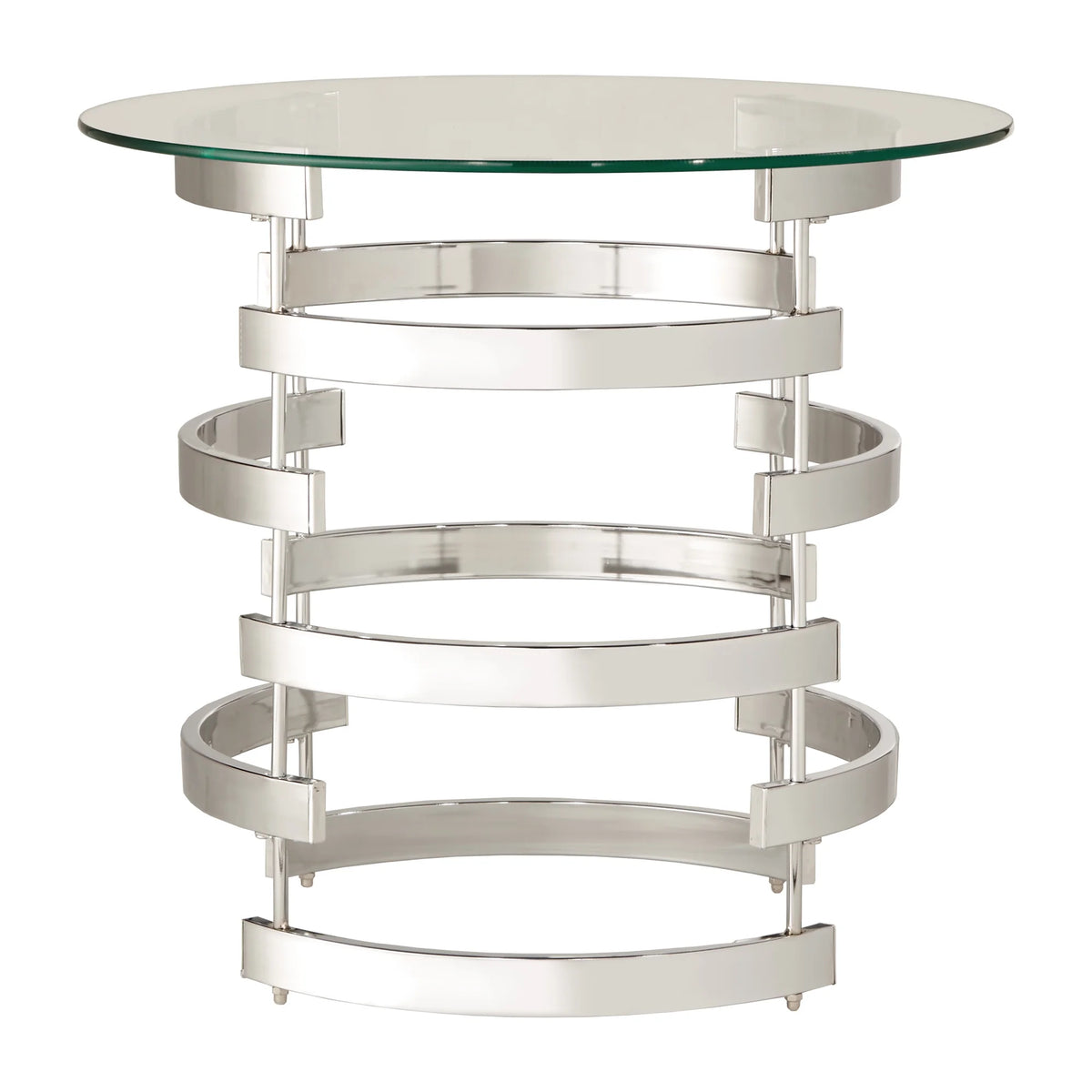 Chrome Glass and Metal Round End Table H911127