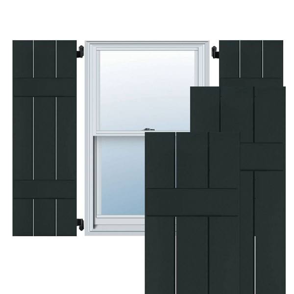 2-Pack 12-in W x 35-in H Black Forest Green Board and Batten Wood Exterior Shutters U74916