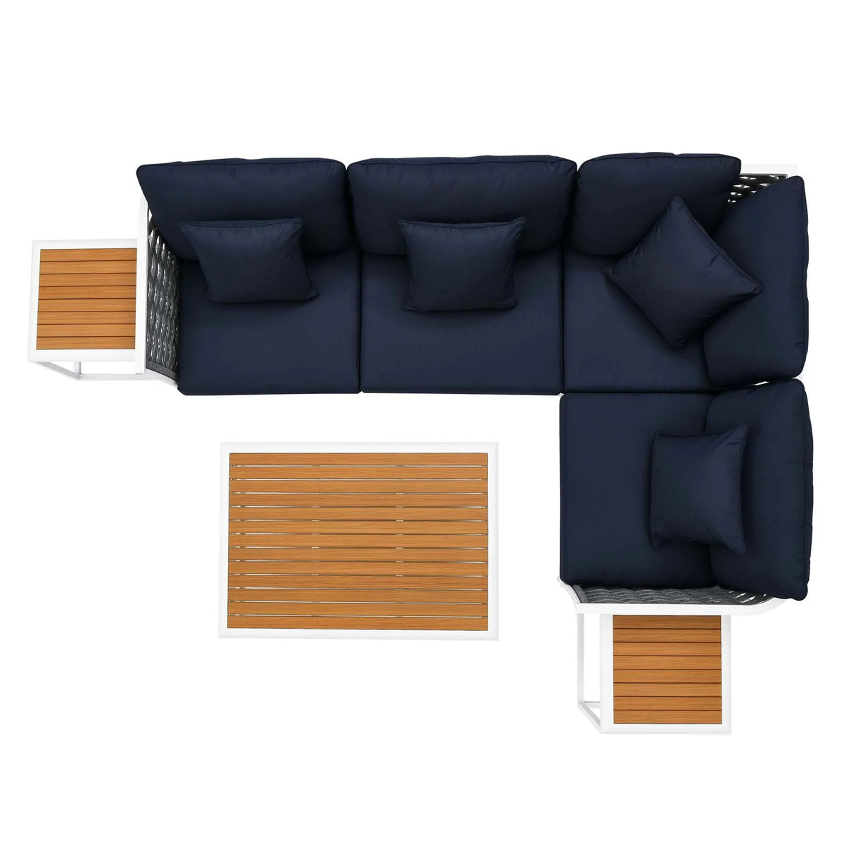 White Navy 7 Piece Outdoor Aluminum Sectional Sofa Set R12937