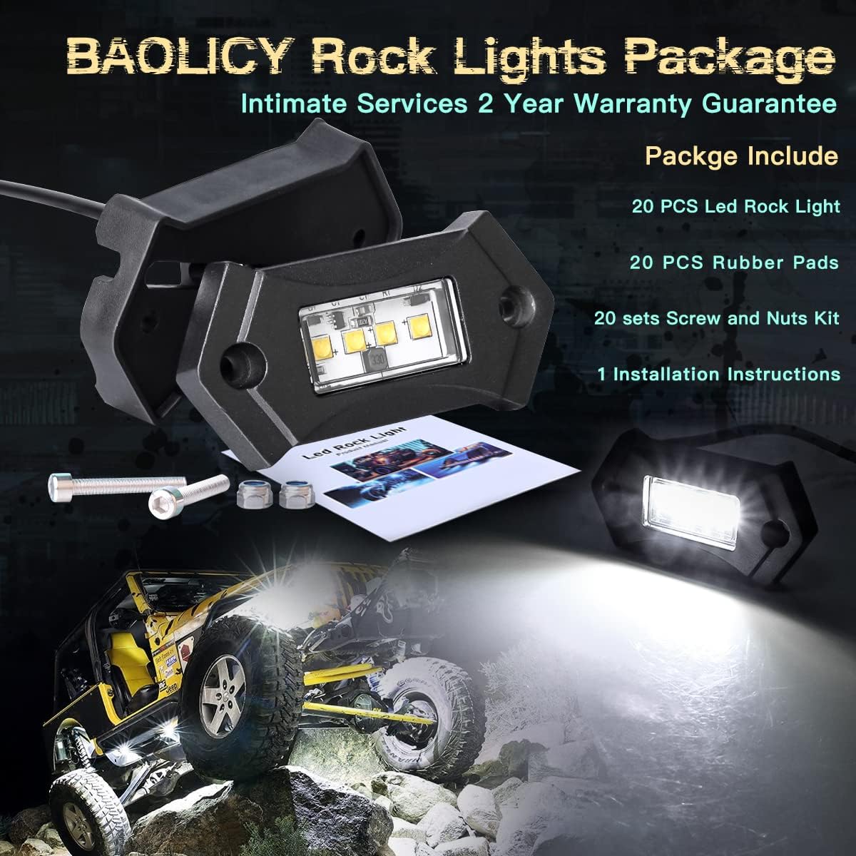 12Pods White LED Rock Lights B58353