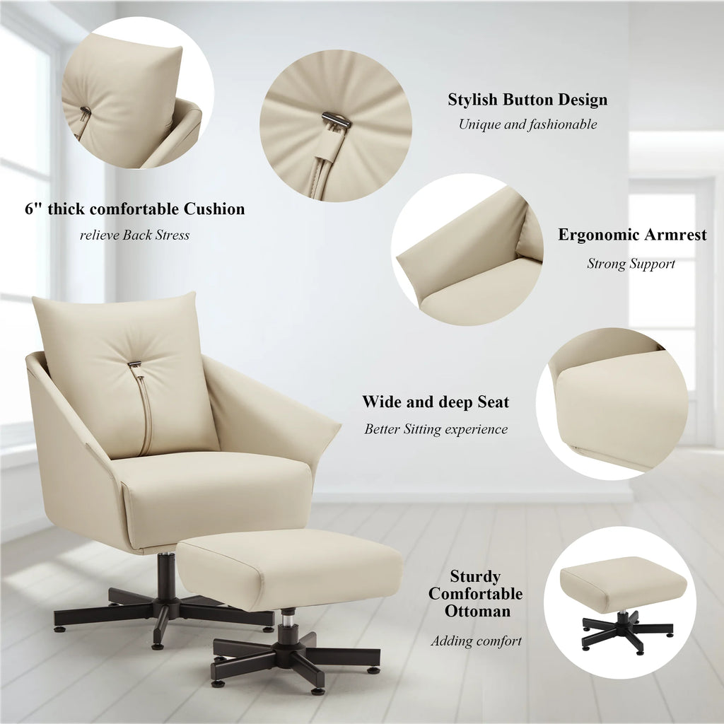 Swivel Armchair Upholstered with Metal Legs D7366