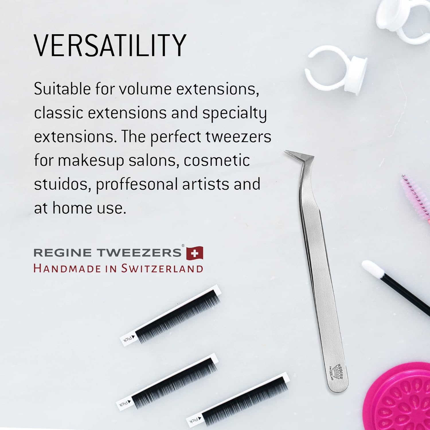 Mink Lashes Applicator Tweezer, Japanese Stainless Steel, Pack of 2 P9710