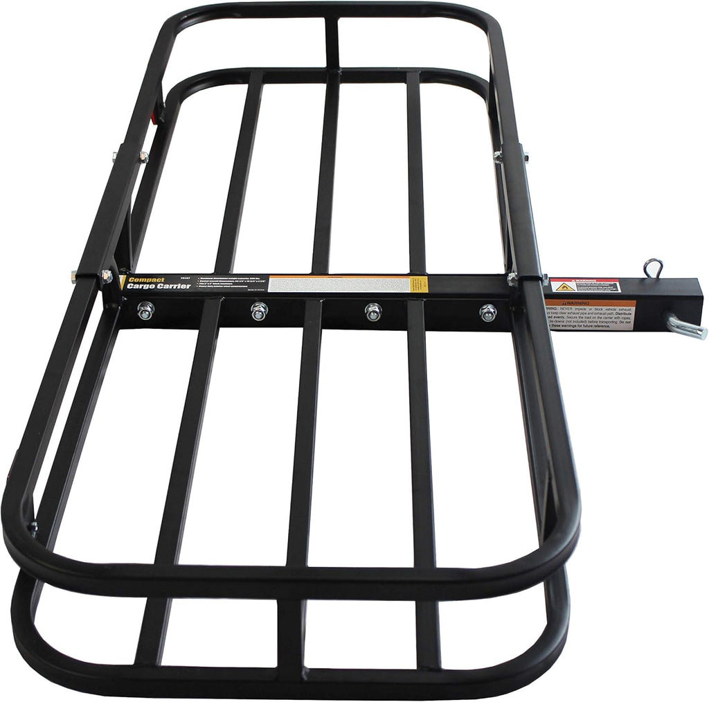 Steel Hitch Cargo Carrier with High Side Rails, 500-lb Load Capacity, Black O11643