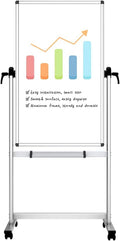 Double-sided Magnetic Mobile Whiteboard, 48 x 24 Inches, Aluminium Frame and Stand C4645