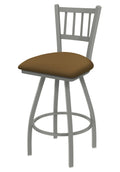 Swivel Counter Stool with Anodized Nickel Finish and Canter Saddle Seat N307