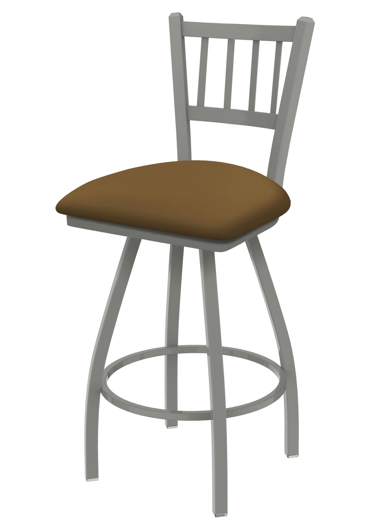 Swivel Counter Stool with Anodized Nickel Finish and Canter Saddle Seat N307