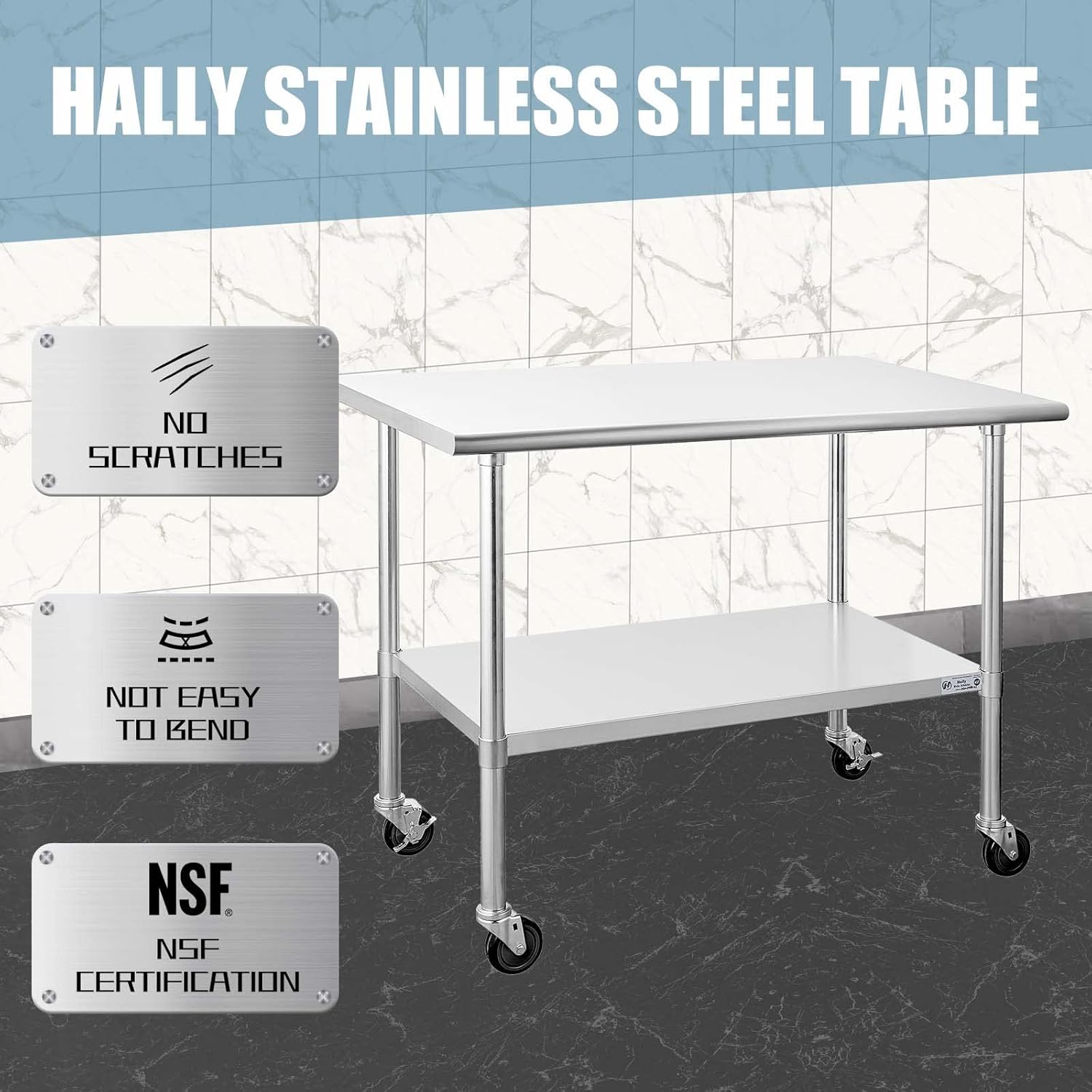 Stainless Steel Table 24 x 30 Inches with Caster Wheels and Undershelf X949270