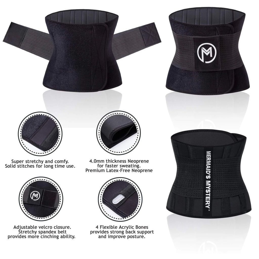 Black Neoprene Waist Trimmer Belt Z320