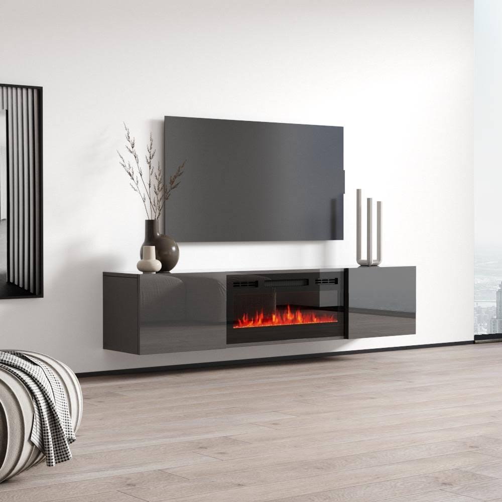 White Wall Mounted Electric Fireplace TV Stand H747459