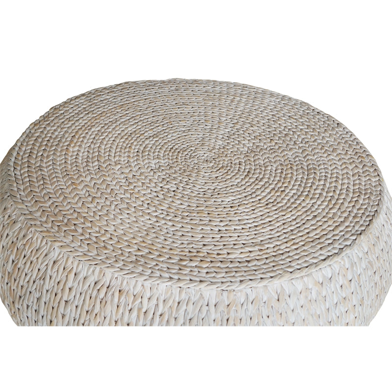 Low Round Wood Accent Table in Whitewashed Y252763