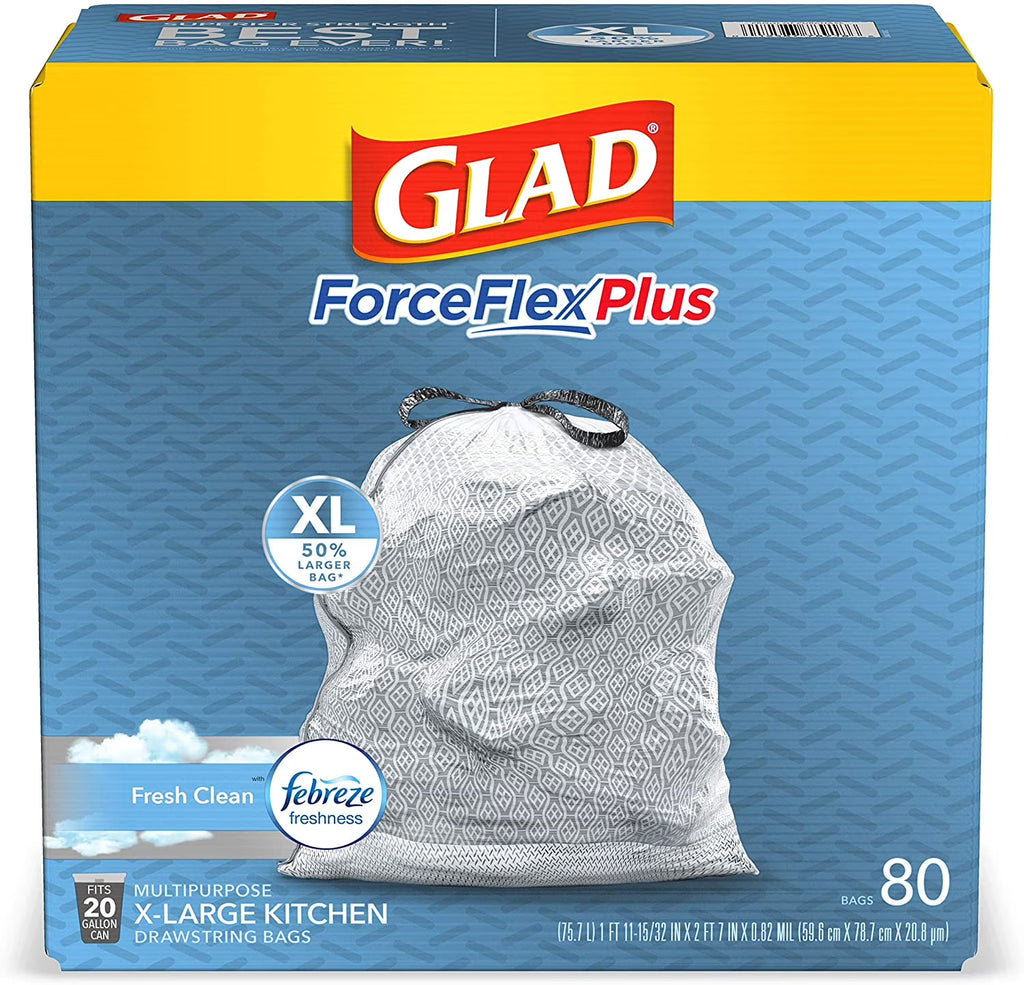 Grey Kitchen Drawstring Trash Bags, 20 Gallon, 80 Count I784848