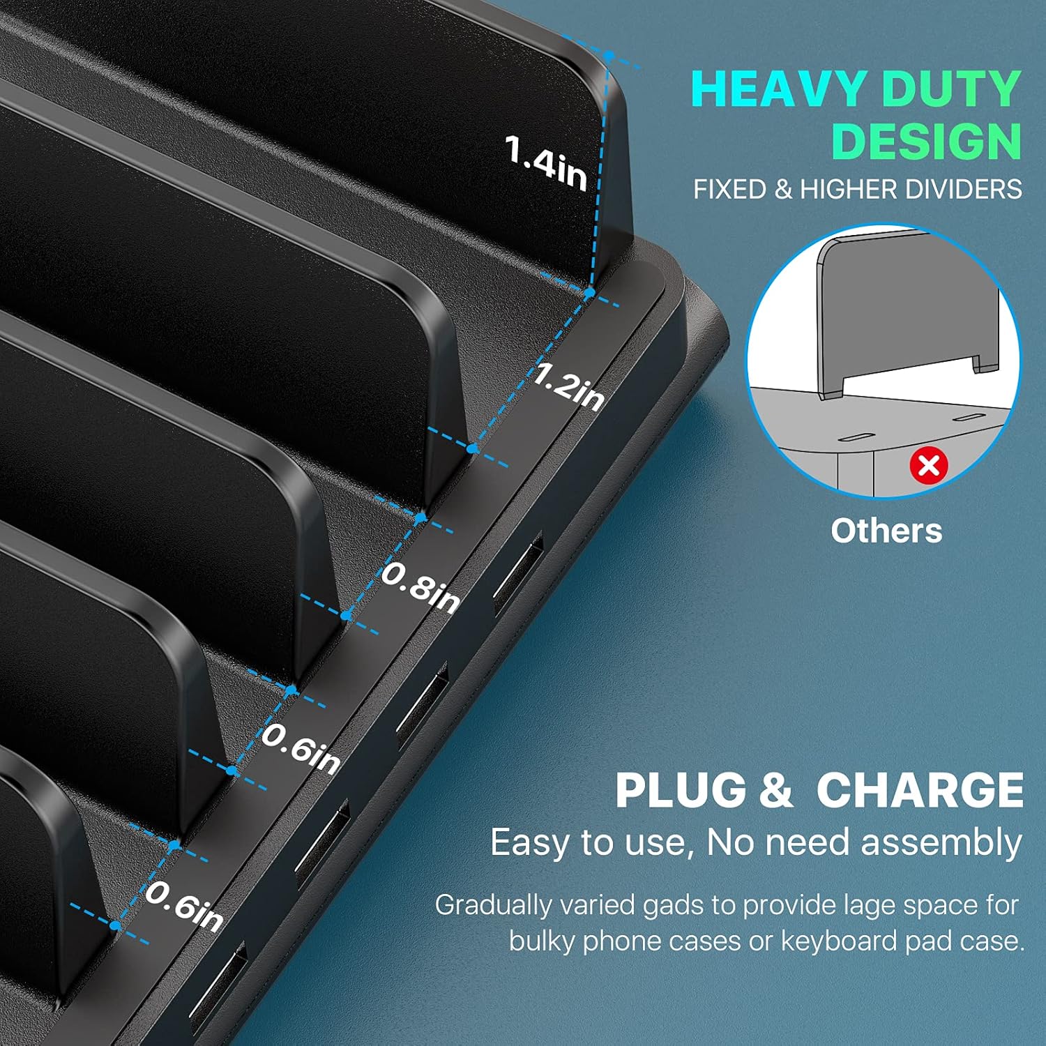 60W 12A 6 USB Ports Charging Station with Mixed Cables, Pack of 2 P52360