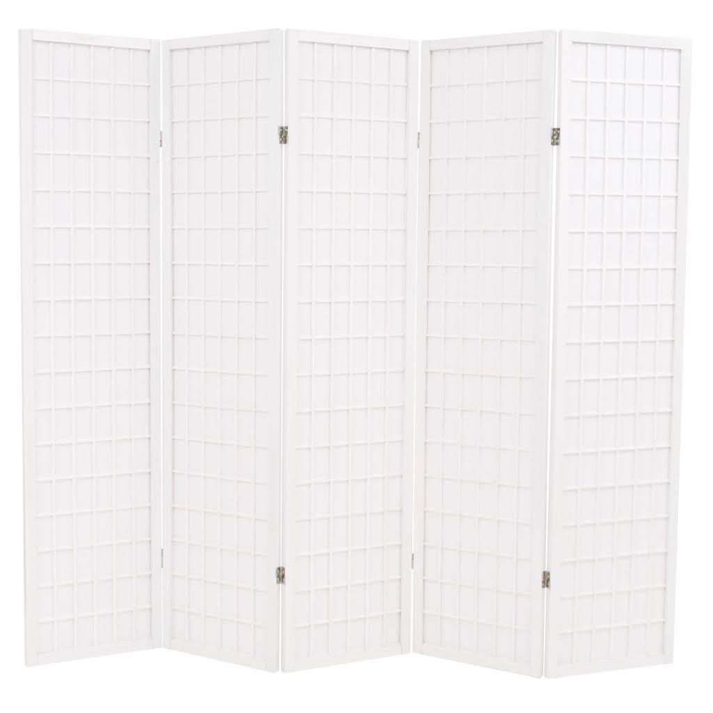 White Folding 5-Panel Room Divider A2321