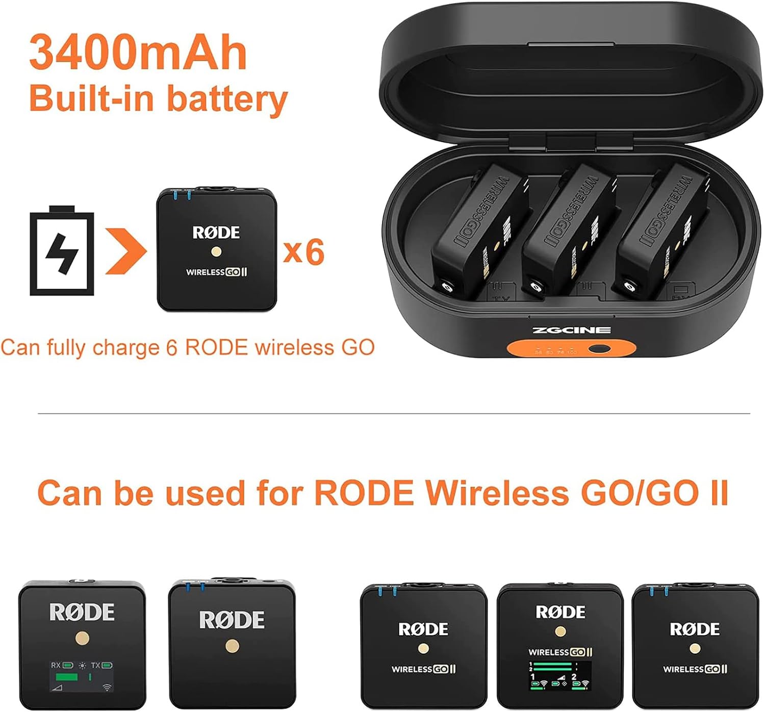 Wireless Charging Case with 3400mAh Built-in Battery Pack of 2 B49836