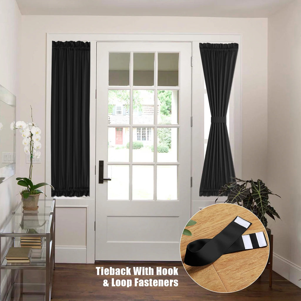 2 Panel French Door Curtains with Rod Pocket Tieback Blackout Curtain 25 x 72 Inch H135