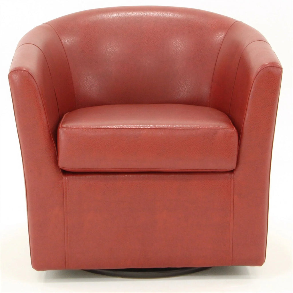 Red Faux Leather Swivel Club Chair X76555