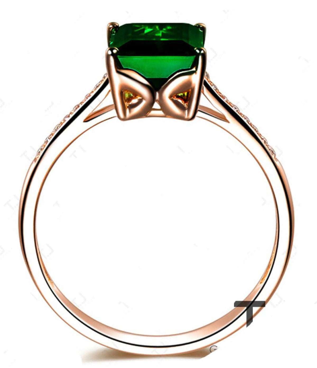 1.50 Carat Green Emerald and Diamond Engagement Ring in Rose Gold I911