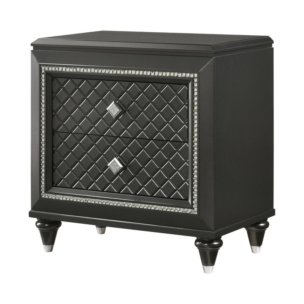 Black Wooden Two Drawer Nightstand M89521