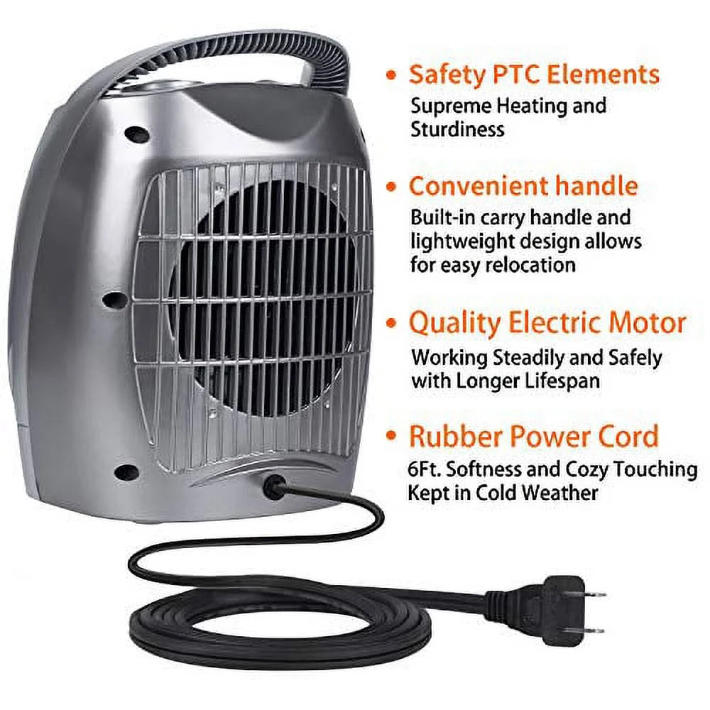 Silver Ceramic Electric Space Heater 1500W A4421