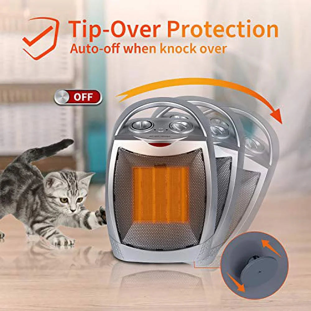 Silver Ceramic Electric Space Heater 1500W A4421