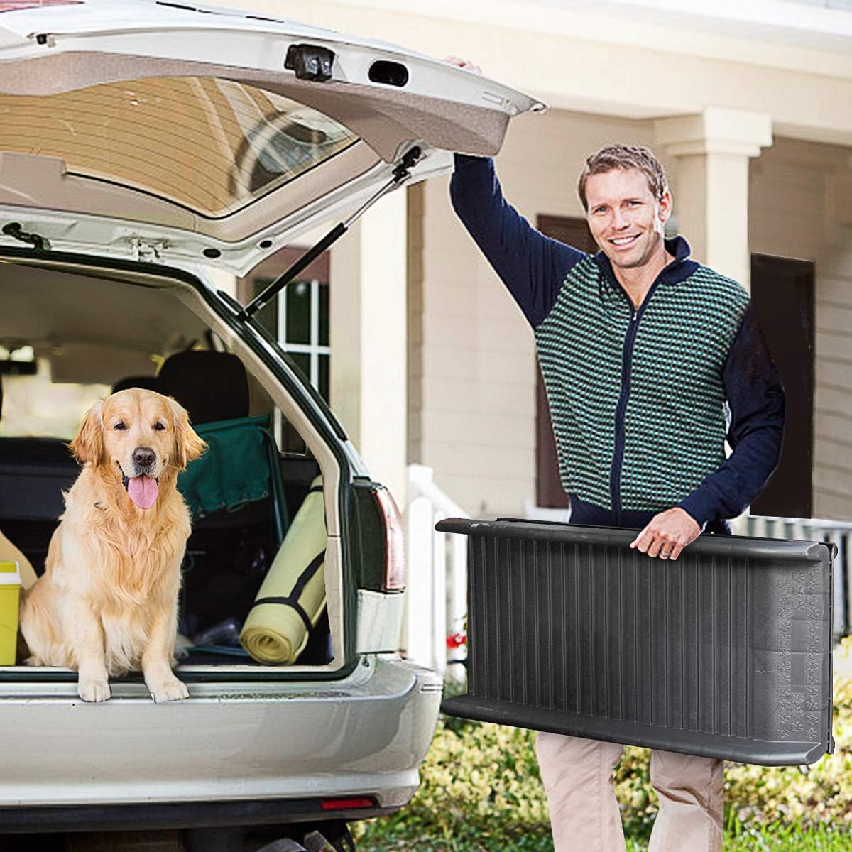 61"L Heavy Duty Portable Folding Dog Ramp with Non-Slip Design Y1263