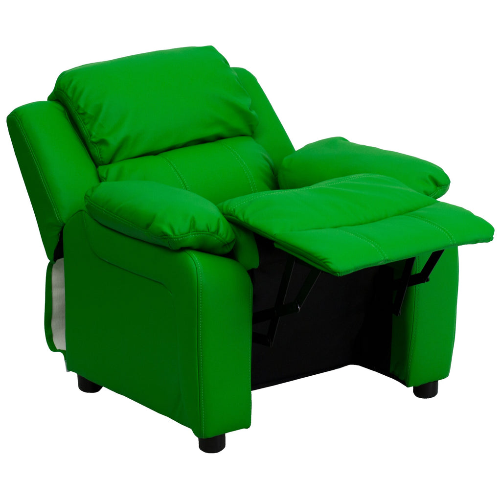 Hot Pink Vinyl Kids Recliner with Storage Arms R729