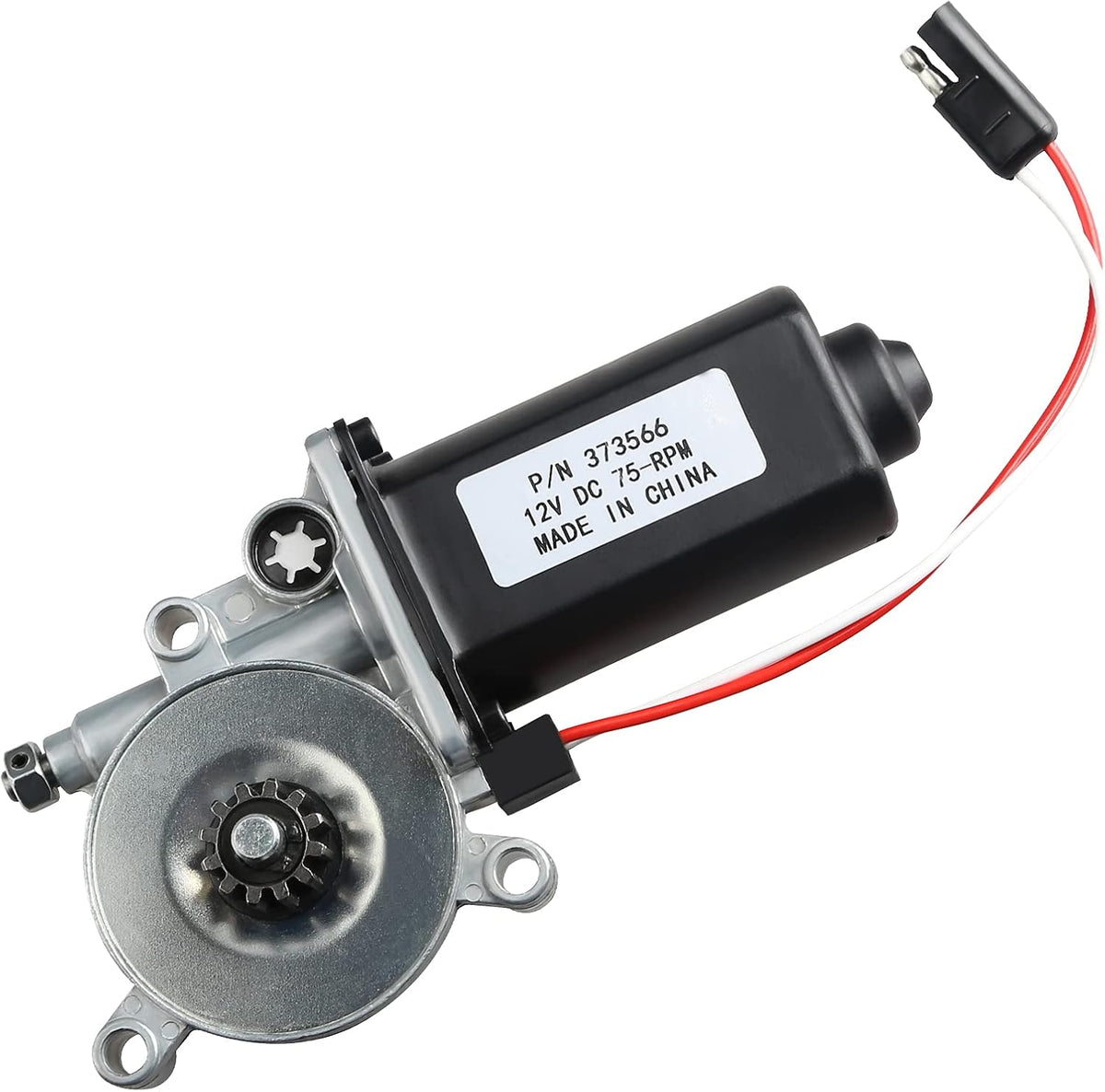 RV Awning Motor Replacement with Single 2-Way Connector, 12-Volt DC, 75-RPM N7475
