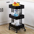 Black 3-Tier Kitchen Storage Utility Cart Q63468