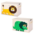 Collapsible Toy Chest Storage Bin Bundle with Lion, Dinosaur (2-Pack) R103432