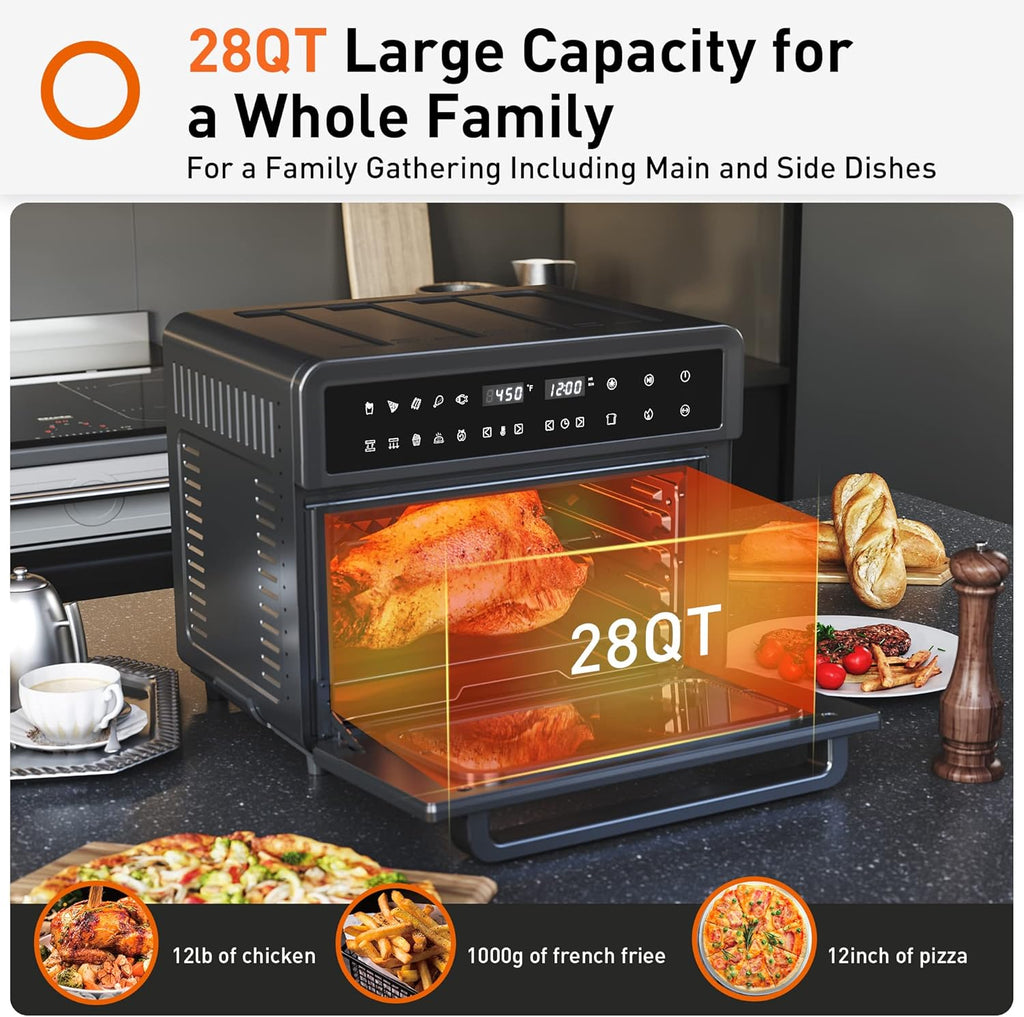 Black 28Qt Convection Air Fryer Toaster Oven J901897