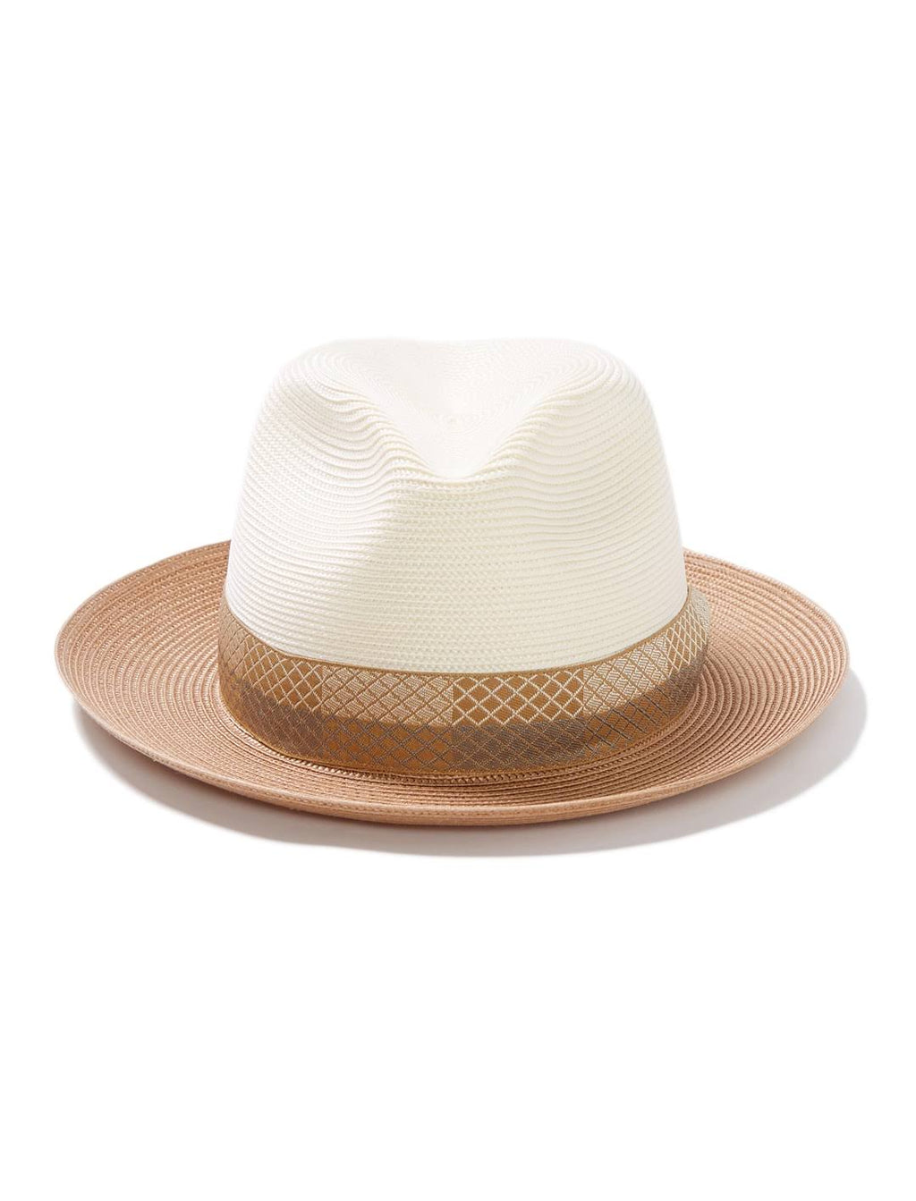 Ivory/Cognac Milan Straw Fedora Hat J858