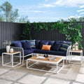 White Navy 7 Piece Outdoor Aluminum Sectional Sofa Set R12937