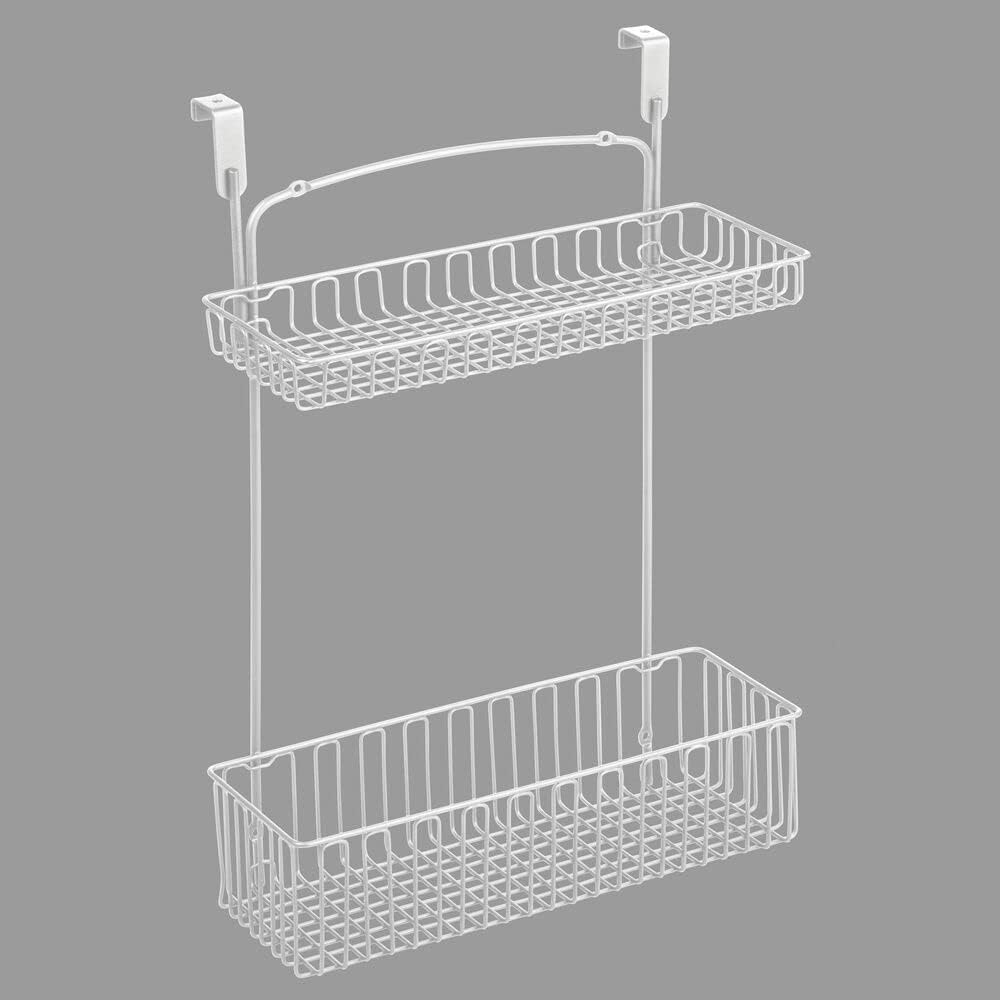 Metal Over Cabinet Kitchen Storage Organizer Basket, 2 Pack, Matte White K79448