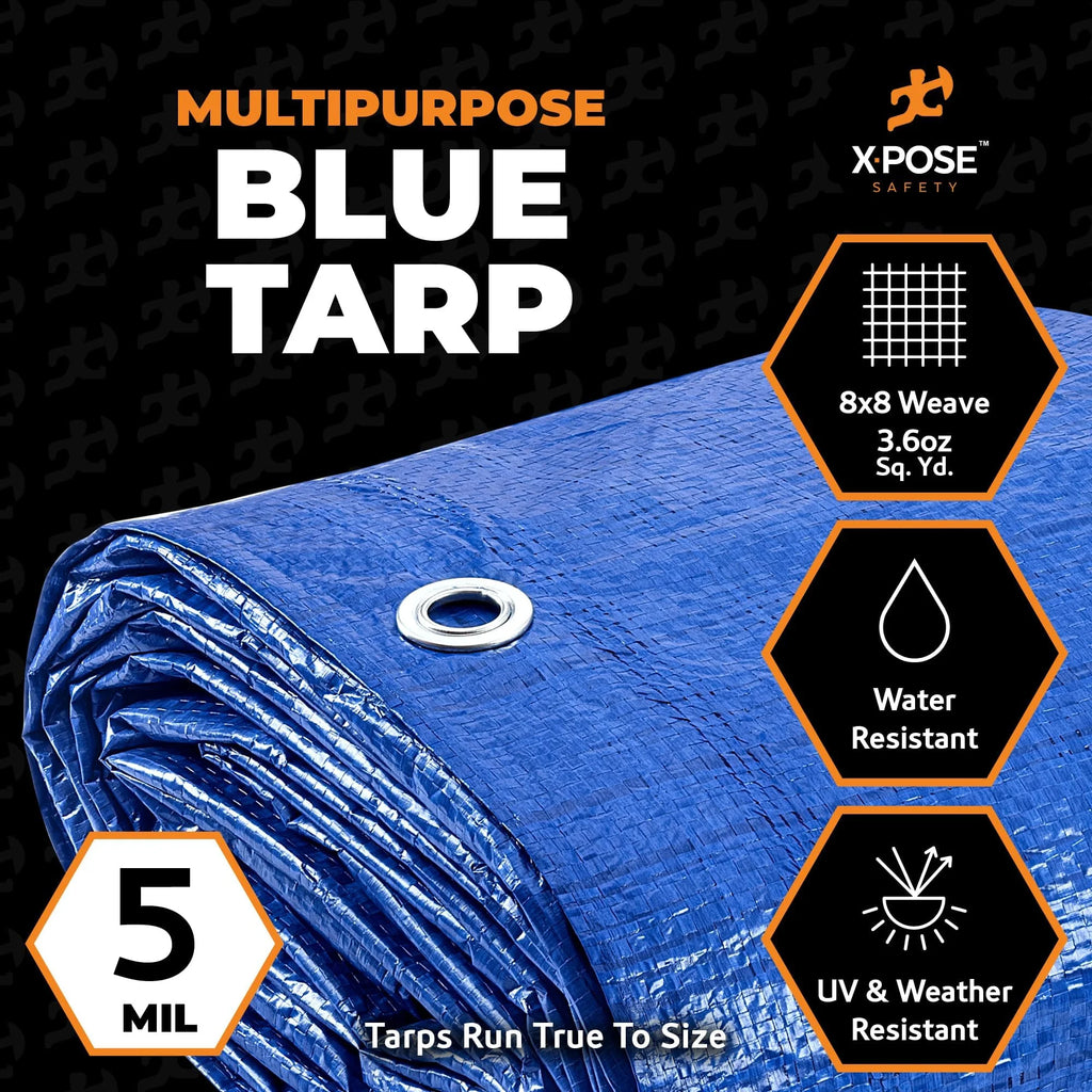 Blue Poly Tarp 15' x 30' Waterproof Polyethylene N6863