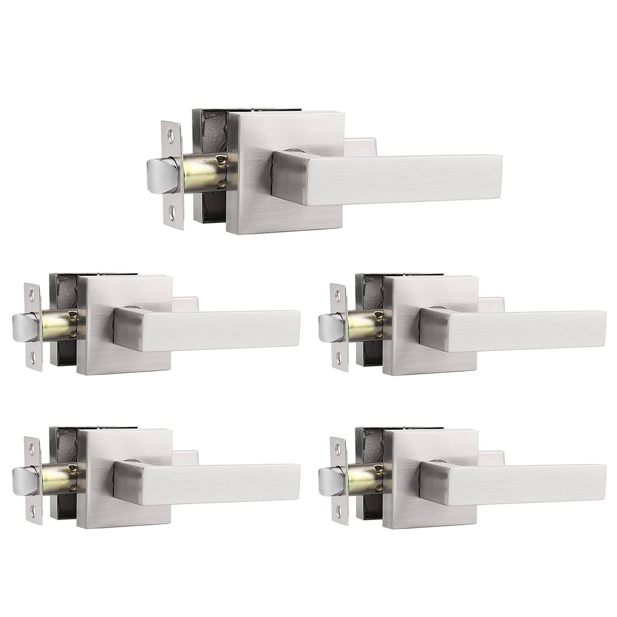 Satin Nickel Passage Door Levers, 5 Pack O6870