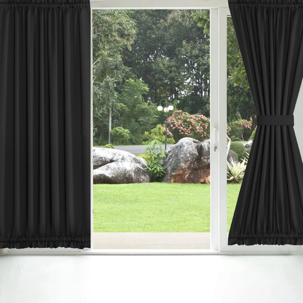 2 Panel French Door Curtains with Rod Pocket Tieback Blackout Curtain 25 x 72 Inch H135