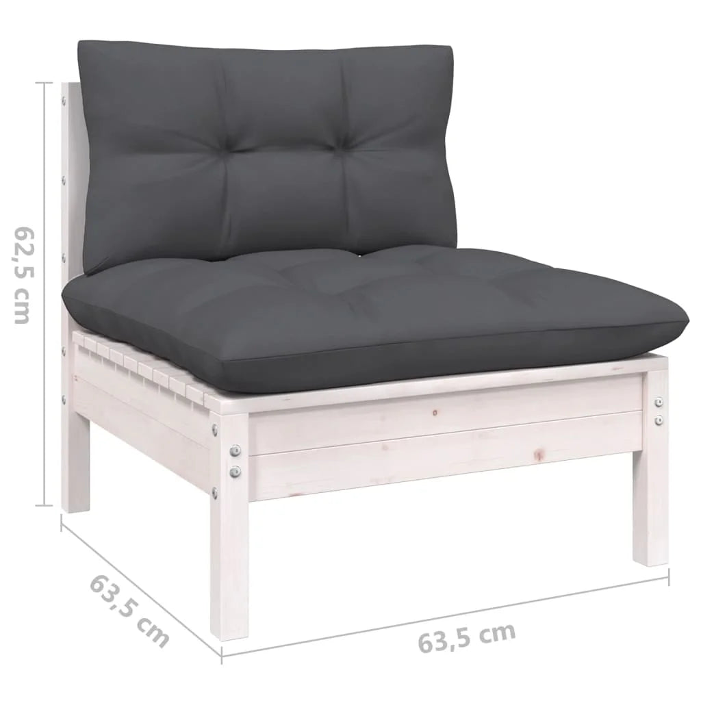 White Solid Pinewood Patio Sofa with Cushions K636