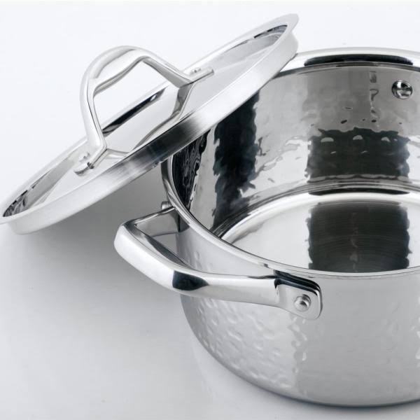 Hammered Stainless Steel Tri-Ply Stock Pot with Lid U790