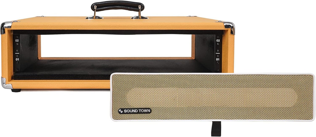 Vintage 2U Amp Rack Case with Rubber Feet, Dust Cover, Kickstand, Orange U5709