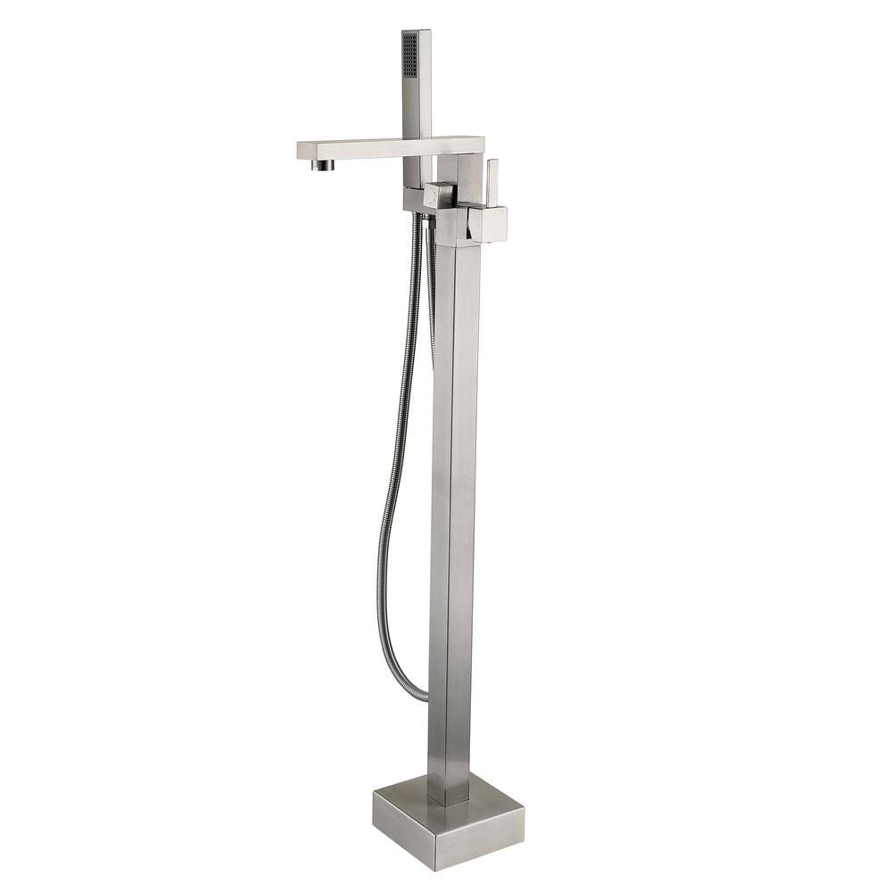 Single Handle Freestanding Bath Tub Faucet in Brushed Nickel Z192463