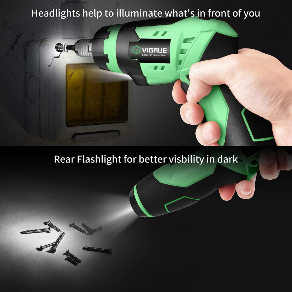 Cordless Rechargeable Electric Screwdriver with LED Light, Flexible Shaft, 4V MAX 2000mAh, Pack of 2 E29315
