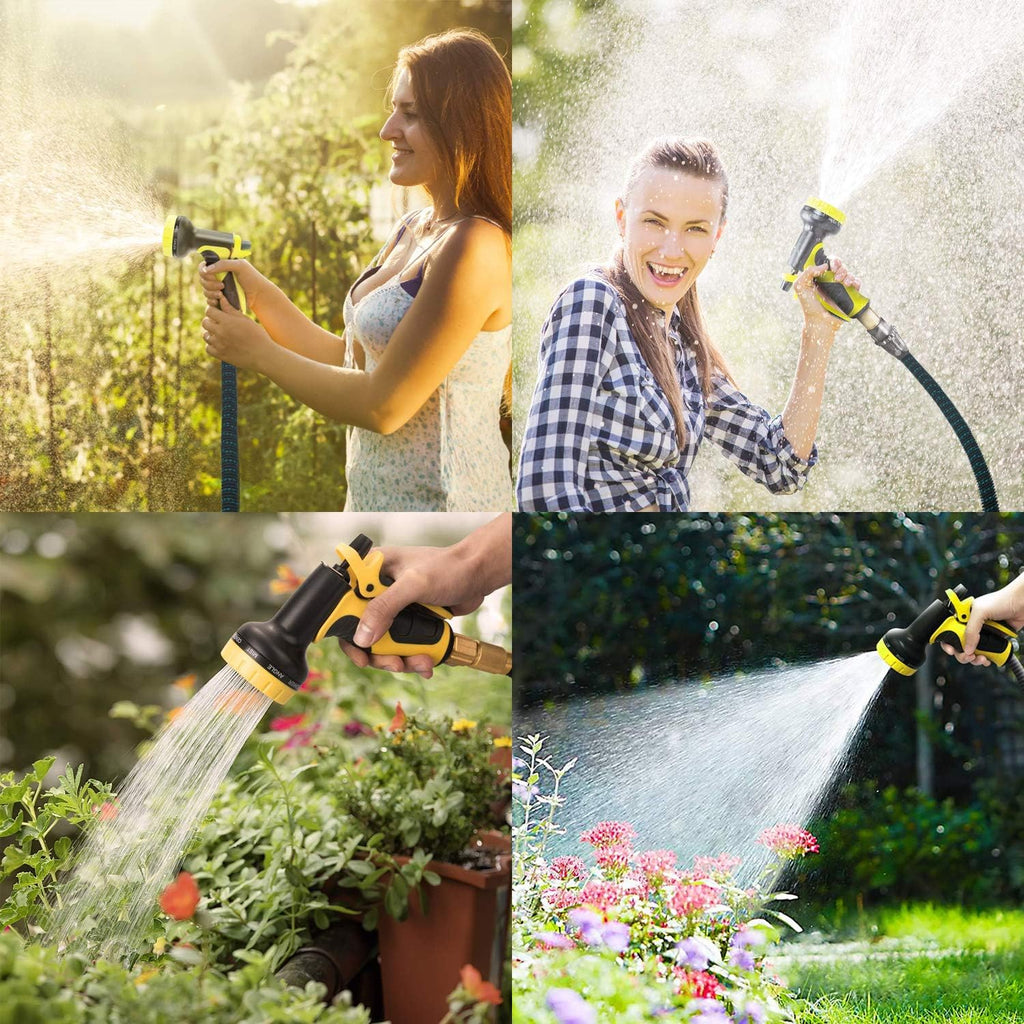 100ft Expandable Flexible Garden Water Hose Set with Brass Connectors Spray Nozzle Pack of 2 X880