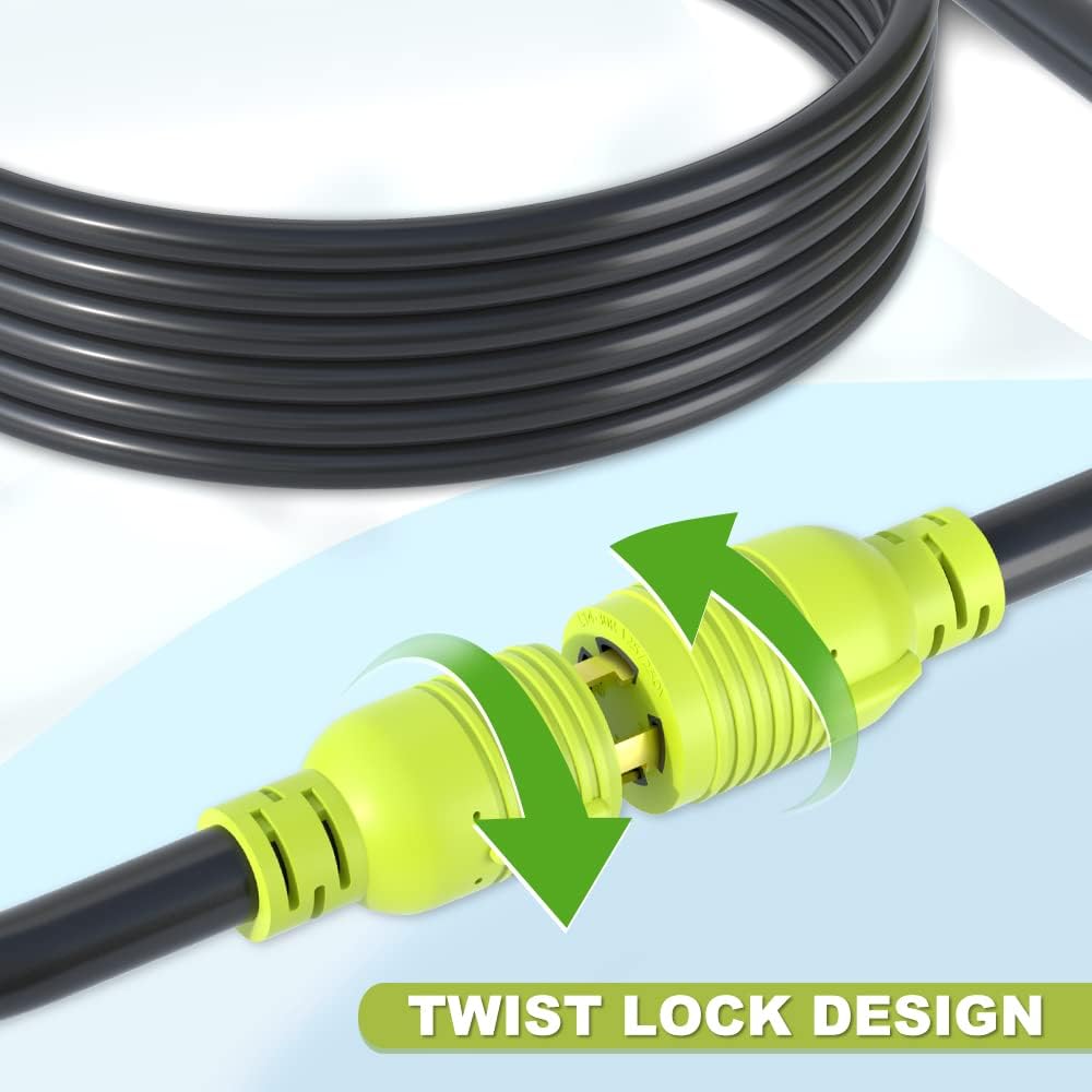 4 Prong 30 Amp Generator Extension Cord, NEMA L14-30P/L14-30R 10 Gauge SJTW, Twist Lock Plug, 125/250V, 30Amp 7500W, 25FT, Pack of 2 A438