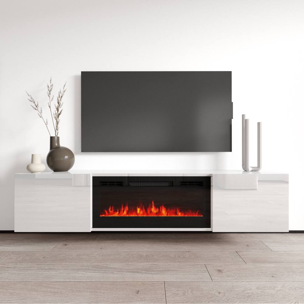White Wall Mounted Electric Fireplace TV Stand H747459