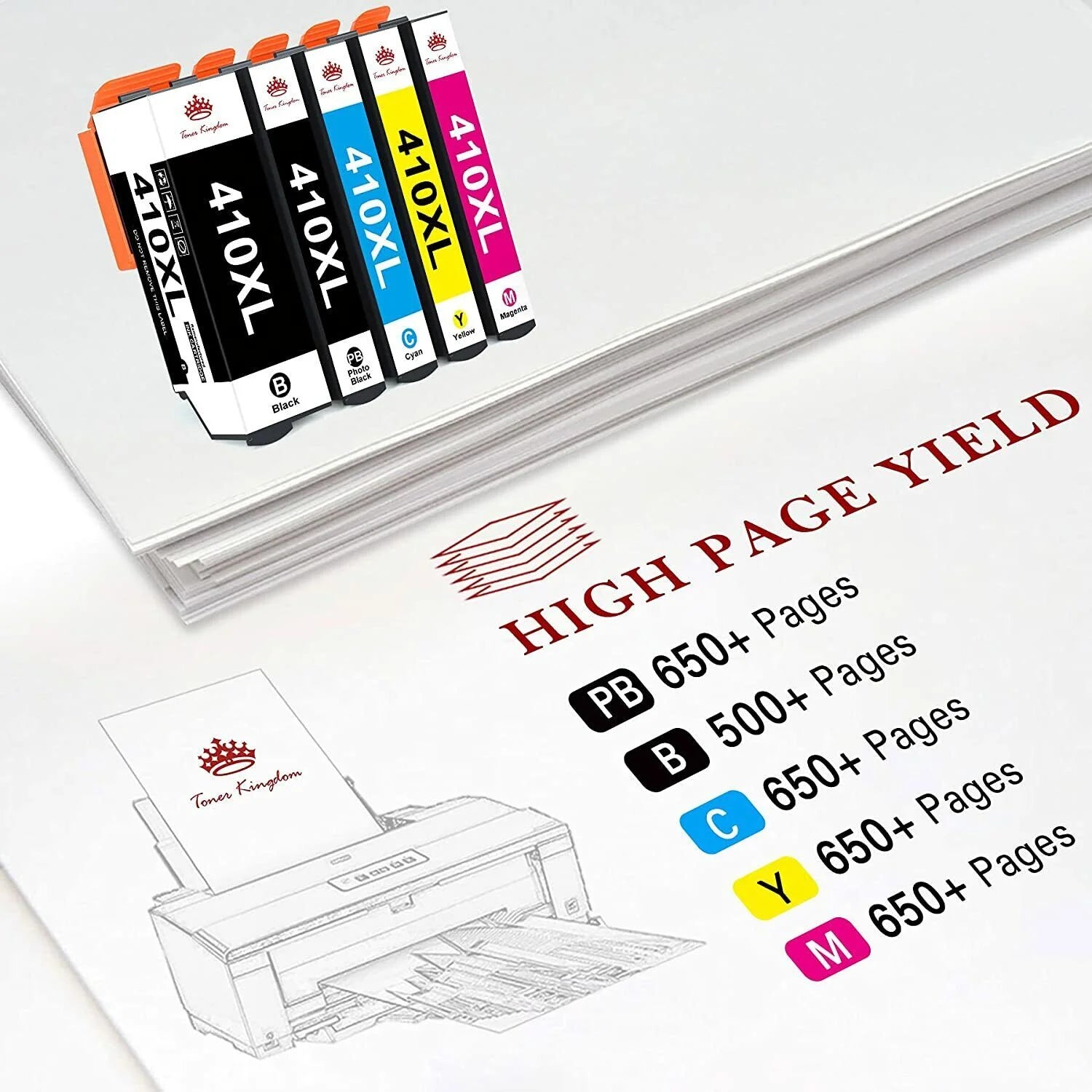 410 Ink Cartridges High Yield 5-Pack for Epson Printer M346