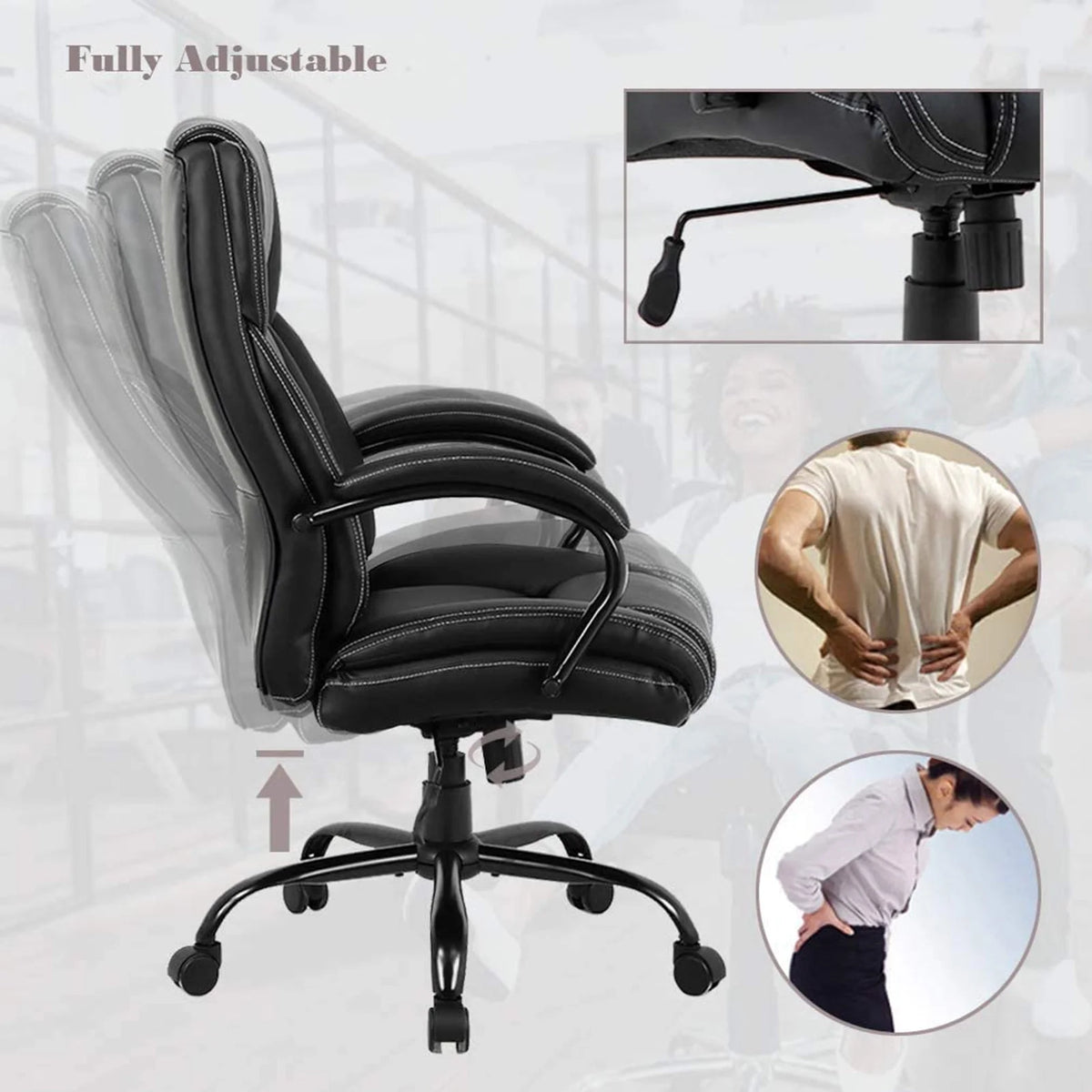 Black High Back PU Leather Executive Office Chair E740432