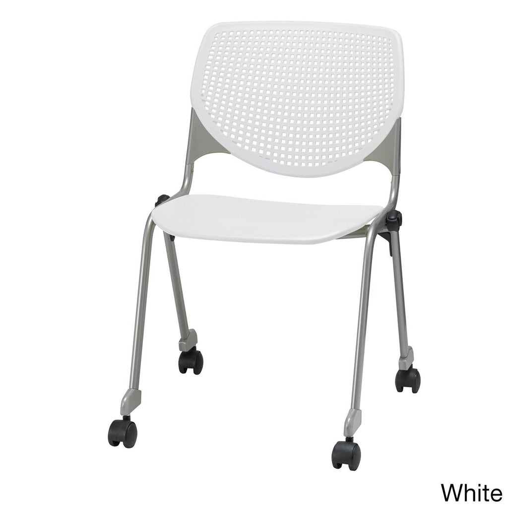 Burgundy Poly Stack Chair with Casters F201